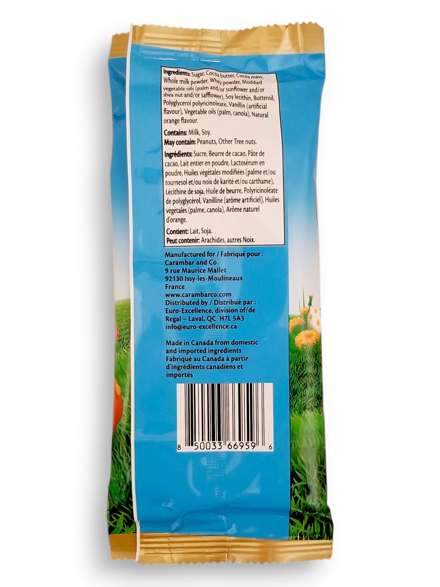 Terry's Orange Milk Chocolate Bunny, 130g/4.6 oz. - Back Of Package